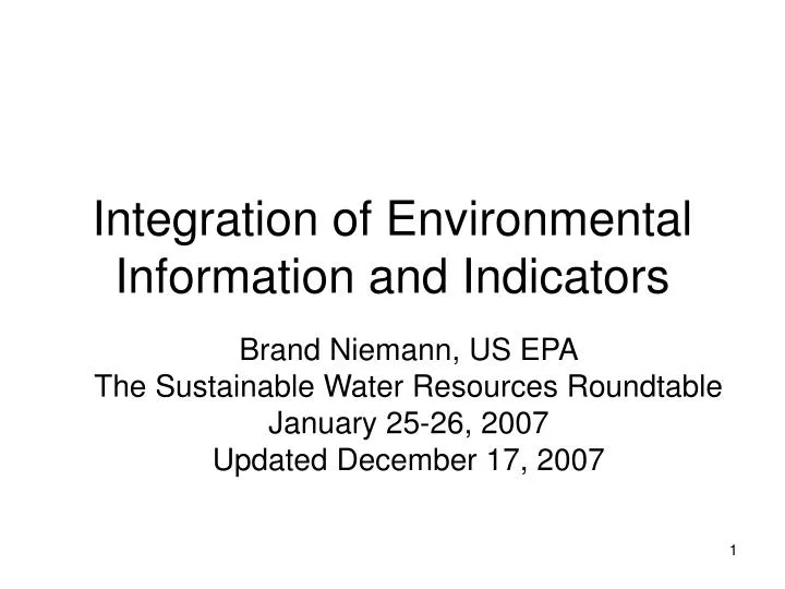integration of environmental information and indicators