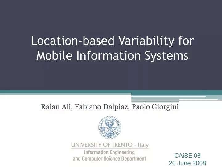 location based variability for mobile information systems