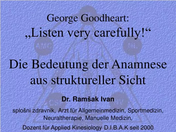 george goodheart listen very carefully die bedeutung der anamnese aus struktureller sicht