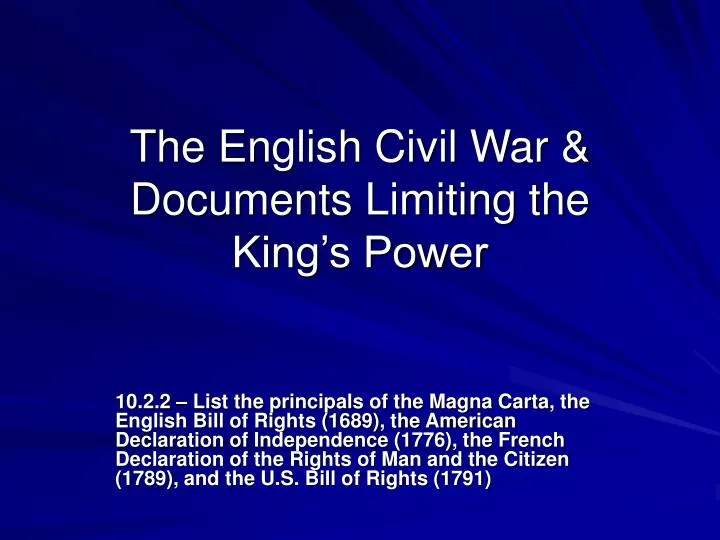 the english civil war documents limiting the king s power