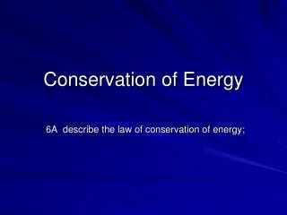 Conservation of Energy