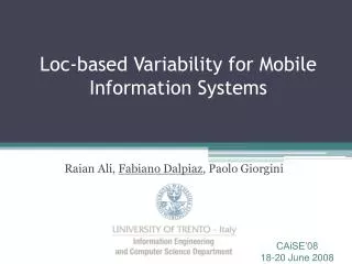 Loc-based Variability for Mobile Information Systems