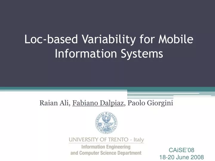 loc based variability for mobile information systems
