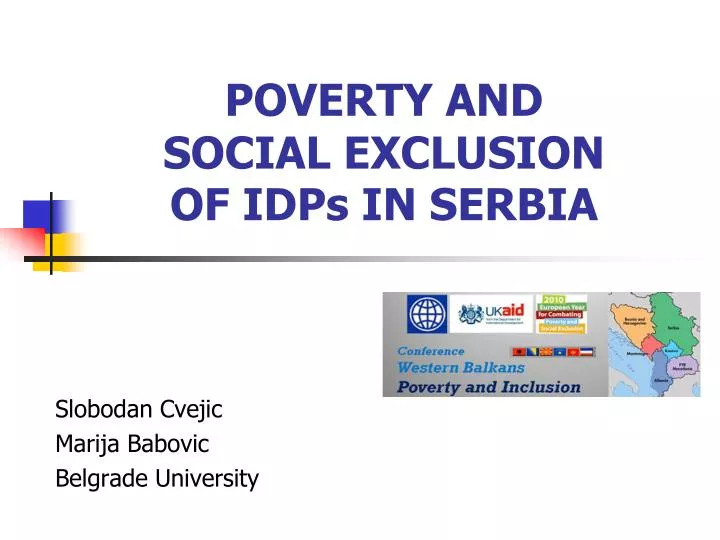 poverty and social exclusion of idps in serbia