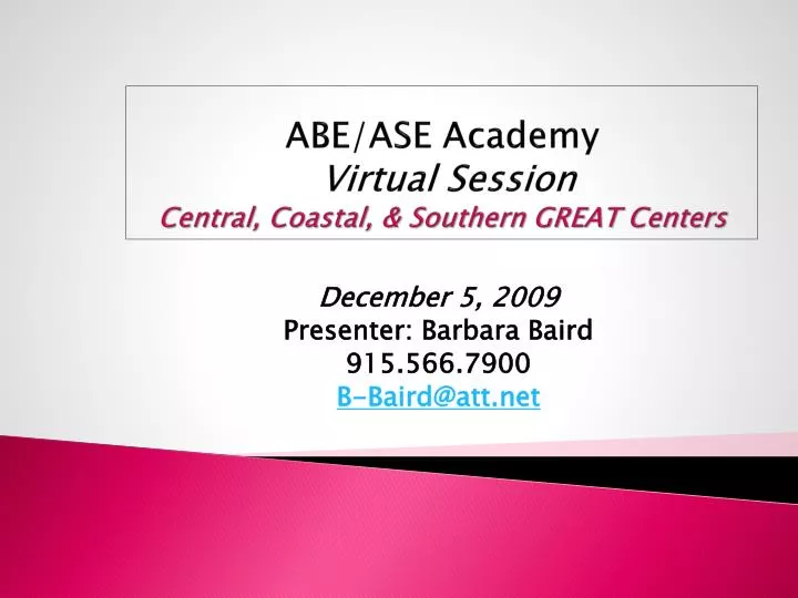 abe ase academy virtual session central coastal southern great centers