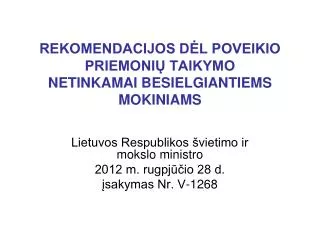 rekomendacijos d l poveikio priemoni taikymo netinkamai besielgiantiems mokiniams