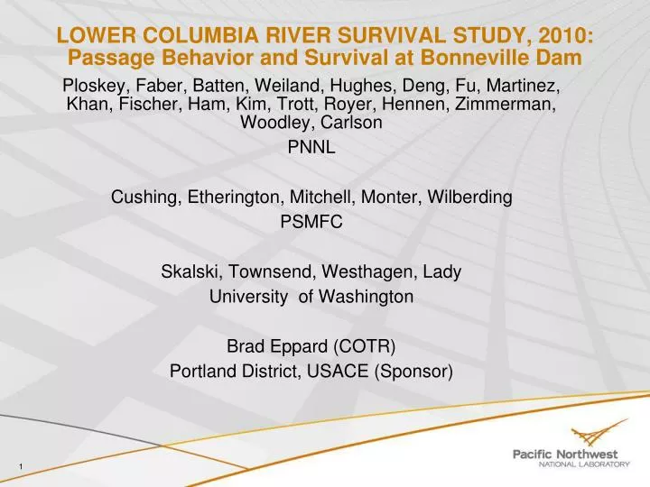 lower columbia river survival study 2010 passage behavior and survival at bonneville dam
