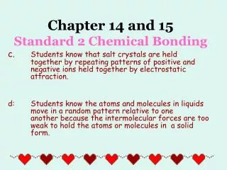 Chapter 14 and 15 Standard 2 Chemical Bonding