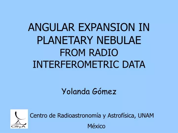 angular expansion in planetary nebulae from radio interferometric data