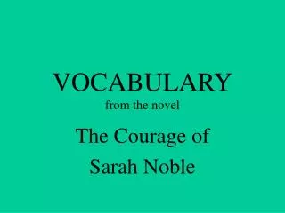 VOCABULARY from the novel