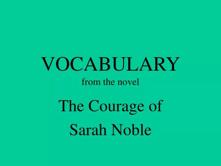 vocabulary from the novel