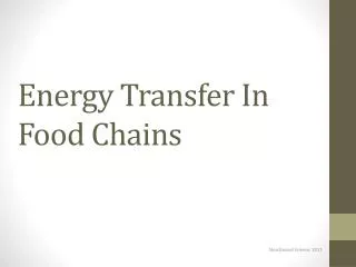 Energy Transfer In Food Chains