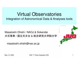 Virtual Observatories Integration of Astronomical Data &amp; Analyses tools