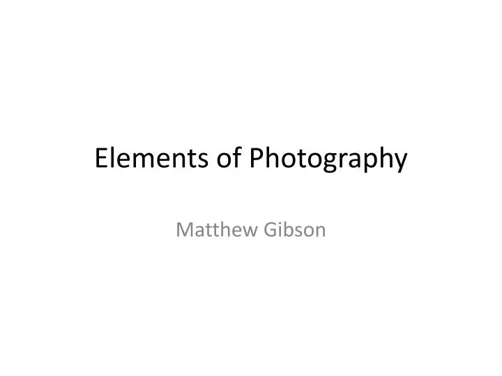 elements of photography