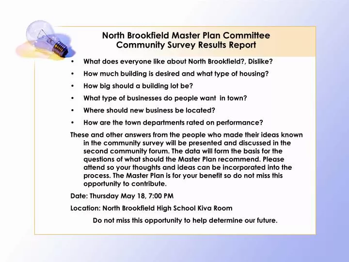 north brookfield master plan committee community survey results report