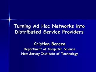 Turning Ad Hoc Networks into Distributed Service Providers