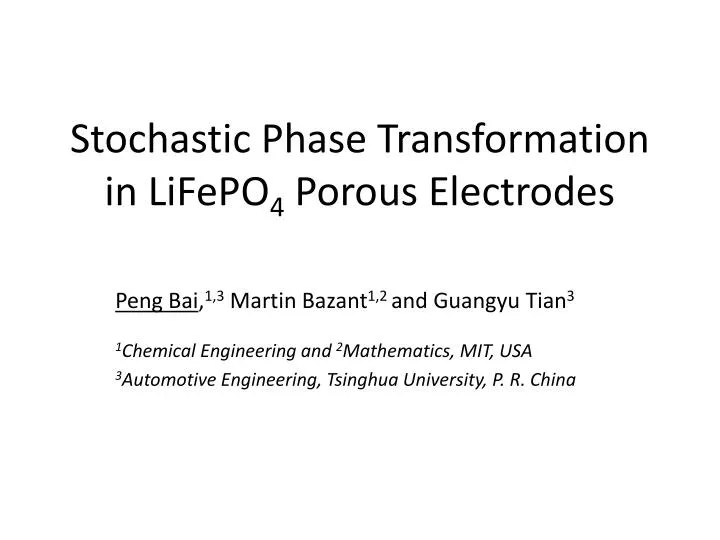 stochastic phase transformation in lifepo 4 porous electrodes