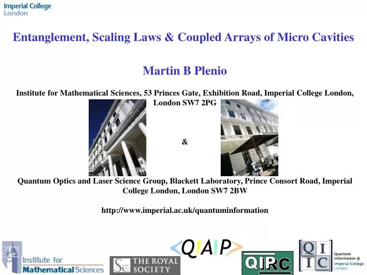 entanglement scaling laws coupled arrays of micro cavities