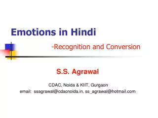 Emotions in Hindi -Recognition and Conversion