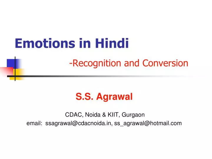 emotions in hindi recognition and conversion
