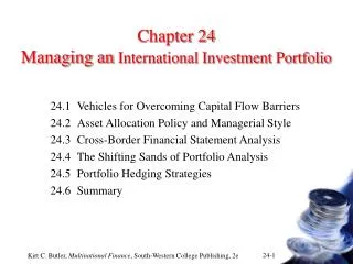 Chapter 24 Managing an International Investment Portfolio