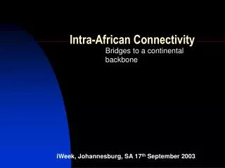 Intra-African Connectivity
