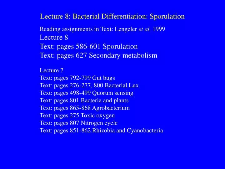 lecture 8 bacterial differentiation sporulation