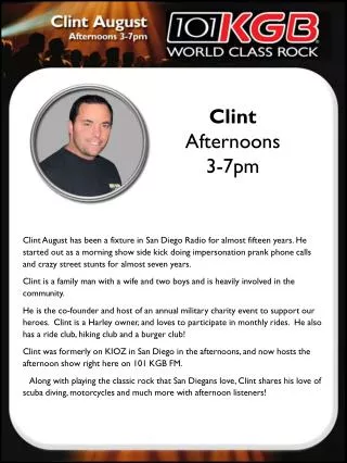 Clint Afternoons 3-7pm