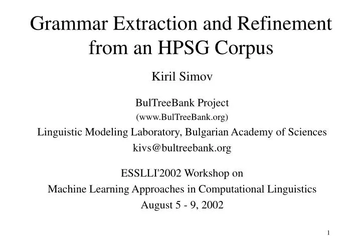 grammar extraction and refinement from an hpsg corpus