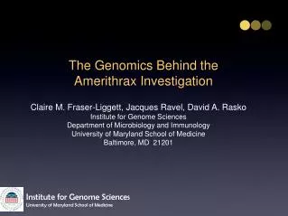 The Genomics Behind the Amerithrax Investigation