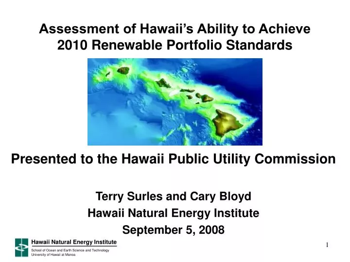 assessment of hawaii s ability to achieve 2010 renewable portfolio standards