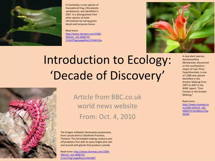 introduction to ecology decade of discovery