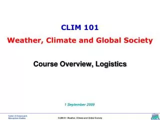 Course Overview, Logistics