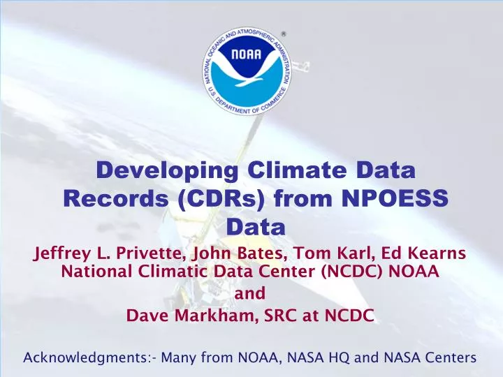 developing climate data records cdrs from npoess data