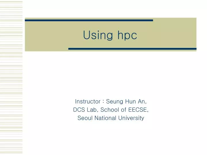 using hpc