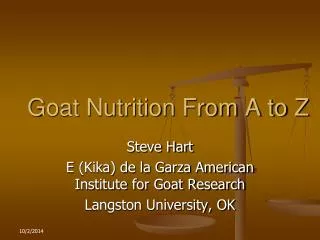 Goat Nutrition From A to Z