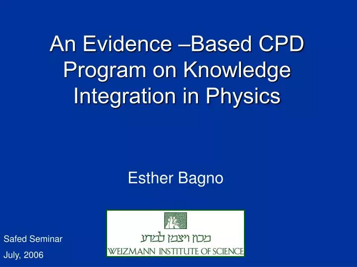 an evidence based cpd program on knowledge integration in physics