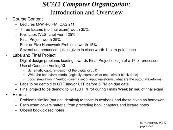 sc312 computer organization introduction and overview
