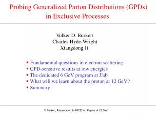 Probing Generalized Parton Distributions (GPDs) in Exclusive Processes