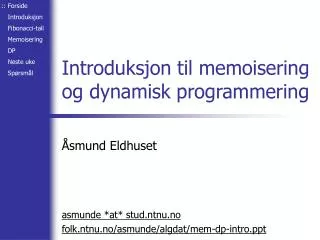 introduksjon til memoisering og dynamisk programmering
