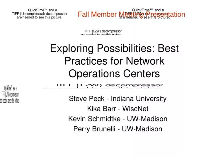 exploring possibilities best practices for network operations centers