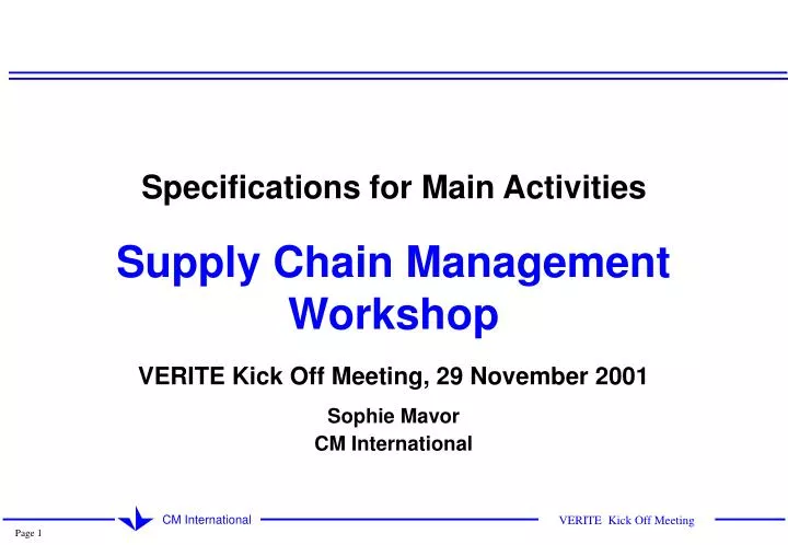 specifications for main activities supply chain management workshop