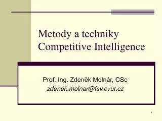 metody a techniky competitive intelligence