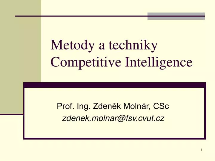 metody a techniky competitive intelligence