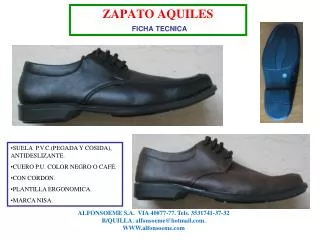 zapato aquiles ficha tecnica