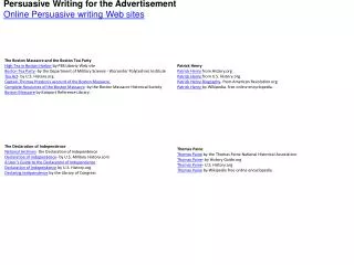 Persuasive Writing for the Advertisement Online Persuasive writing Web sites