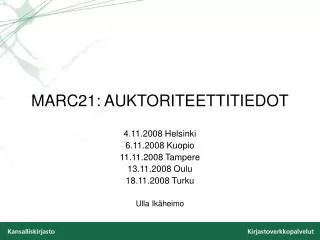 marc21 auktoriteettitiedot