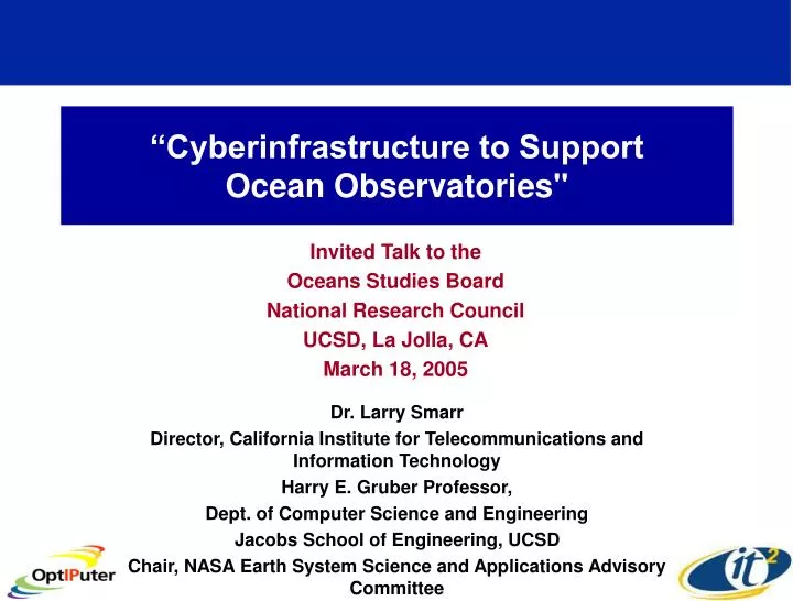 cyberinfrastructure to support ocean observatories