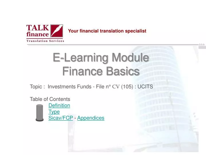 e learning module finance basics