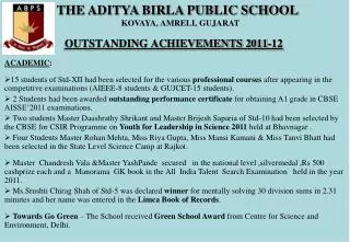 OUTSTANDING ACHIEVEMENTS 2011-12